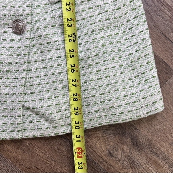 Zara Green Tweed Blazer Double Breasted Womens Size Large Lined - Picture 7 of 8